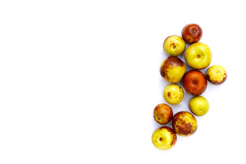 Fresh jujube fruit on white background