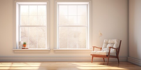 Fototapeta premium Window adjacent to neutral room furniture