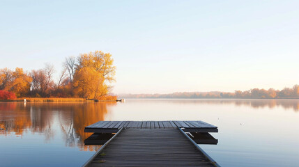 Dock overlooking a calm overcast lake background. Dock overlooking a calm overcast lake landscapes. Hdr landscape view. Old dock with sunset, candles, lamb, lake, sun and forest. high quality photos.
