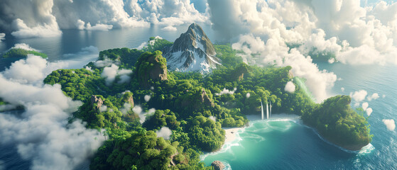 Amazing panorama of tropical adventure island