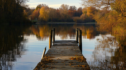 Dock overlooking a calm overcast lake background. Dock overlooking a calm overcast lake landscapes. Hdr landscape view. Old dock with sunset, candles, lamb, lake, sun and forest. high quality photos.