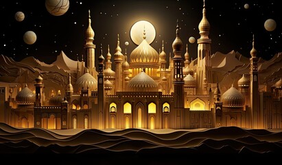3d mosque wallpaper for poster, flyer, card, invitation, banner. Ramadan, ied al-fitr, ied adha background template