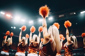 Fototapeta na wymiar Cheerleaders Performing a Routine at a Sports Game