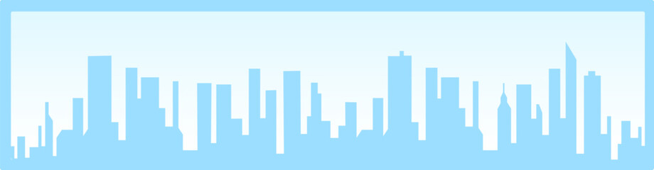 Blue silhouette city skyline with skyscrapers. Urban landscape with high-rise buildings. Cityscape skyline panorama vector illustration.