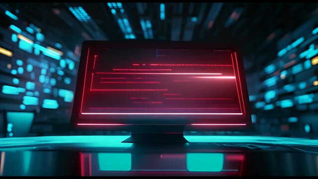 Server room in a modern office of a technology company. Development of a quantum computer. Science, technology, big data and blockchain concept.