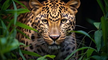 Majestic amur leopard portrait in the wilderness   stunning wildlife photography - obrazy, fototapety, plakaty
