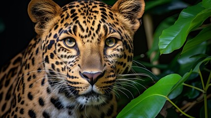 Majestic amur leopard close up portrait, showcasing wildlife beauty and photography excellence