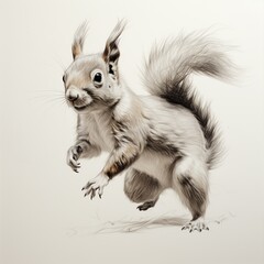 Cute squirrel pencil art dancing picture Generative AI