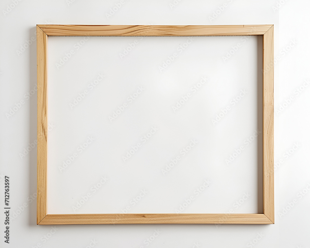 Wall mural blank picture frame with white background hanging or leaning against a wall. perfect for mockups. mi