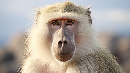 Close up portrait of a majestic baboon in its natural habitat, wildlife photography