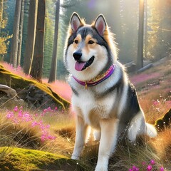 Wolf dog in Forest