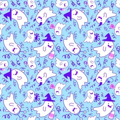 Halloween monsters seamless ghost pattern for wrapping paper and fabrics and linens and kids clothes print