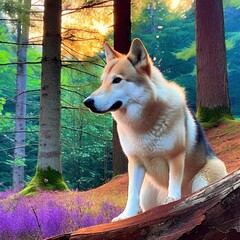 Wolf Dog in Woods