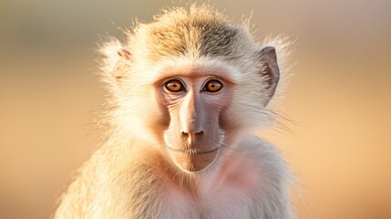 Close up wildlife photography  stunning baboon portrait in natural habitat