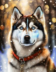 siberian husky dog in winter