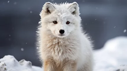 Crédence de cuisine en verre imprimé Renard arctique Majestic white arctic fox portrait captured in breathtaking wildlife photography