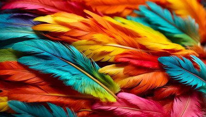 Multicolored feathers closeup background pretty