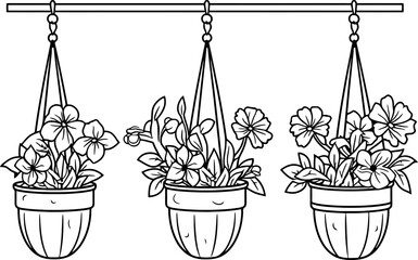 Hanging potted plant sketch drawing