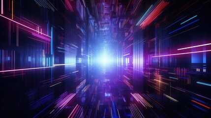 Information flow in Cyberpunk Style World Abstract Background