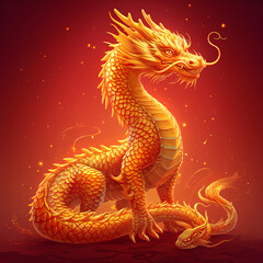 Fototapeta premium chinese new year golden dragon, lunar of the year