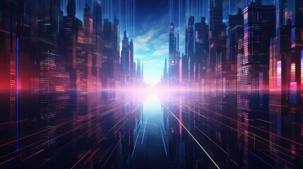 Obraz premium Information flow in Cyberpunk Style World Abstract Background