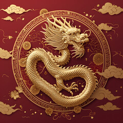 Fototapeta premium chinese new year golden dragon, lunar of the year