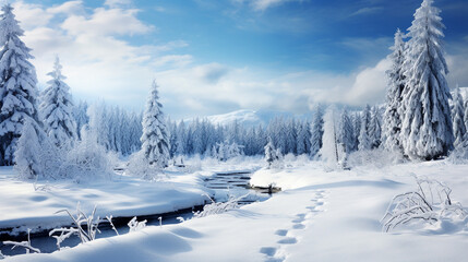 winter landscape in the mountains , generate AI