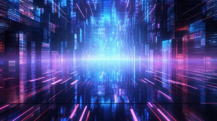 Obraz premium Information flow in Cyberpunk Style World Abstract Background