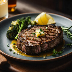 Grilled Ribeye Steak with Garlic Butter