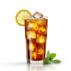 Long Island Iced Tea Cocktail, isolated on white background