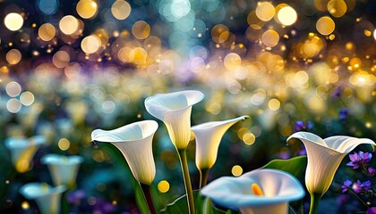 closeup on calla lily flower with bokeh background