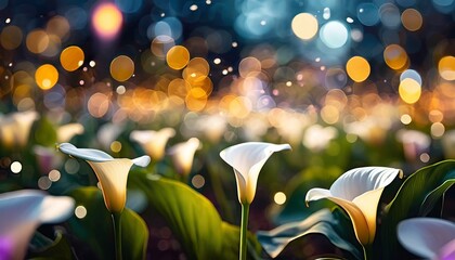 closeup on calla lily flower with bokeh background - obrazy, fototapety, plakaty