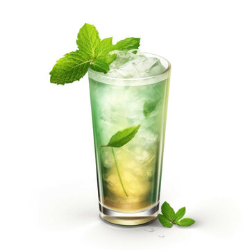 Mint Julep Cocktail, isolated on white background