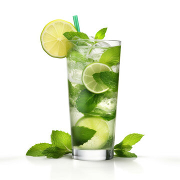 Mojito Lite Cocktail, isolated on white background