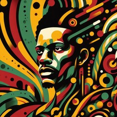 Fototapeta na wymiar African male face themed abstract art.