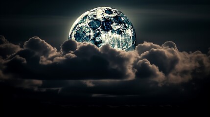 Big moon in the clouds