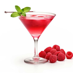 Raspberry Martini Cocktail, isolated on white background