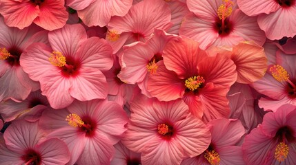 tropical hibiscus flowers, creating a vibrant and exotic atmosphere generative ai - obrazy, fototapety, plakaty
