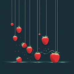 Illustration of hanging strawberries