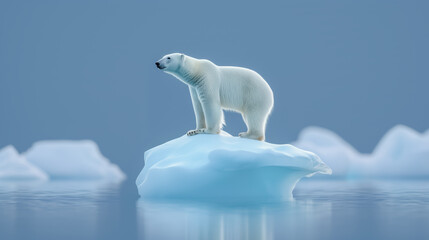 un ours polaire à la dérive sur un iceberg - obrazy, fototapety, plakaty