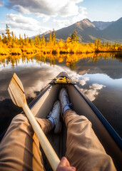 autumn in the mountains on a canoe