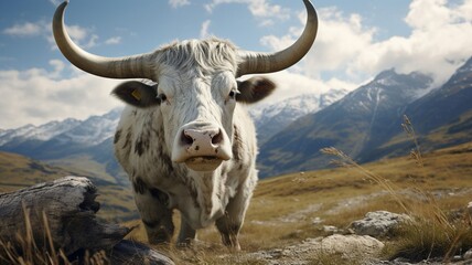 Majestic Bull with Formidable Horns Standing Strong in the Wilderness - AI-Generative