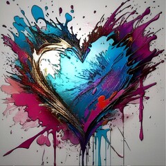 Corazón metálico colorido.