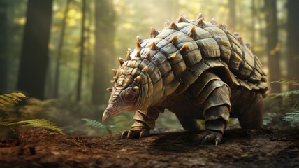 Sunda Pangolin, Rare and Endangered Species with Unique Scaly Armor in Natural Habitat - AI-Generative - obrazy, fototapety, plakaty
