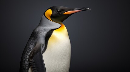 Naklejka premium Adorable Penguin Waddling on the Arctic Iceberg Landscape with Majestic Icy Ocean Background - AI-Generative