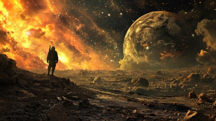 Obraz premium Cosmic reality. Unknown planets. Lost Galaxy. Experiencing new discoveries.