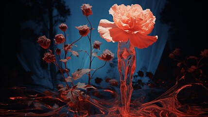 Beautiful color carnation flowers are mysterious Ai generated art