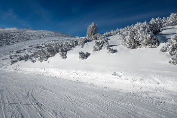 Winter view of Rila mountain near Musala peak, Bulgaria