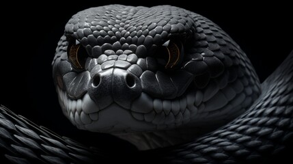 Majestic and Focused Black Snake with Determined Expression and Piercing Eyes - AI-Generative - obrazy, fototapety, plakaty