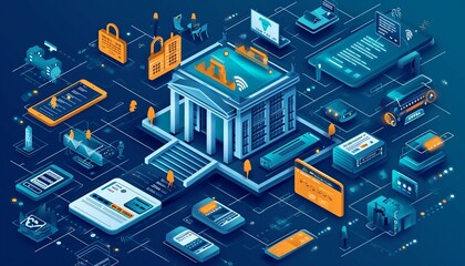 business focused on financial technology solutions, showcasing digital banking, mobile finance apps, and innovative FinTech services, AI